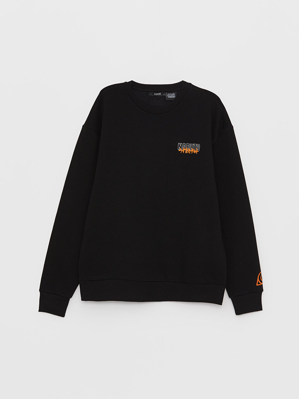 XSIDE Yeni Siyah Bisiklet Yaka Uzun Kollu Baskılı Erkek Sweatshirt - 5