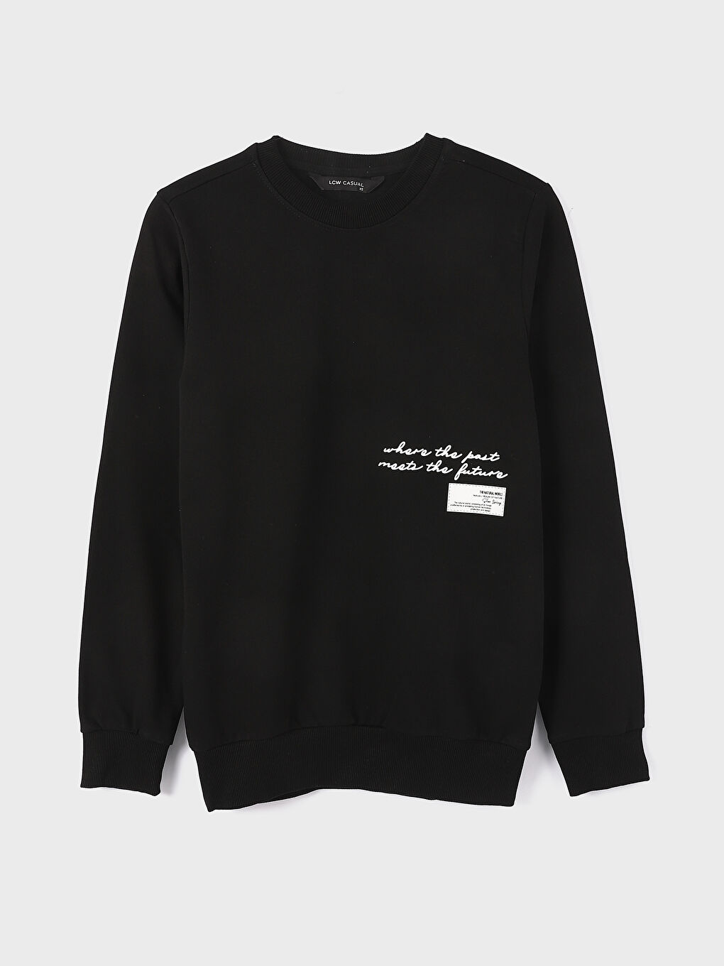 سويت شيرت كم طويل مطبوع بياقة دائرية للرجال