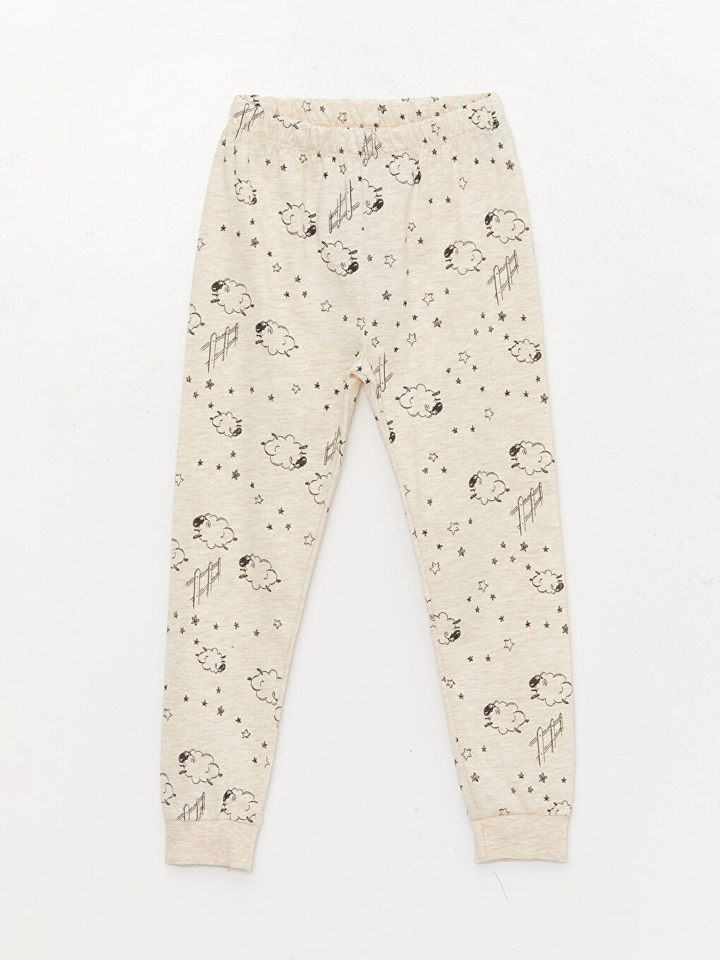 Bej Bisiklet Yaka Uzun Kollu Desenli Erkek Bebek Pijama Takımı-3