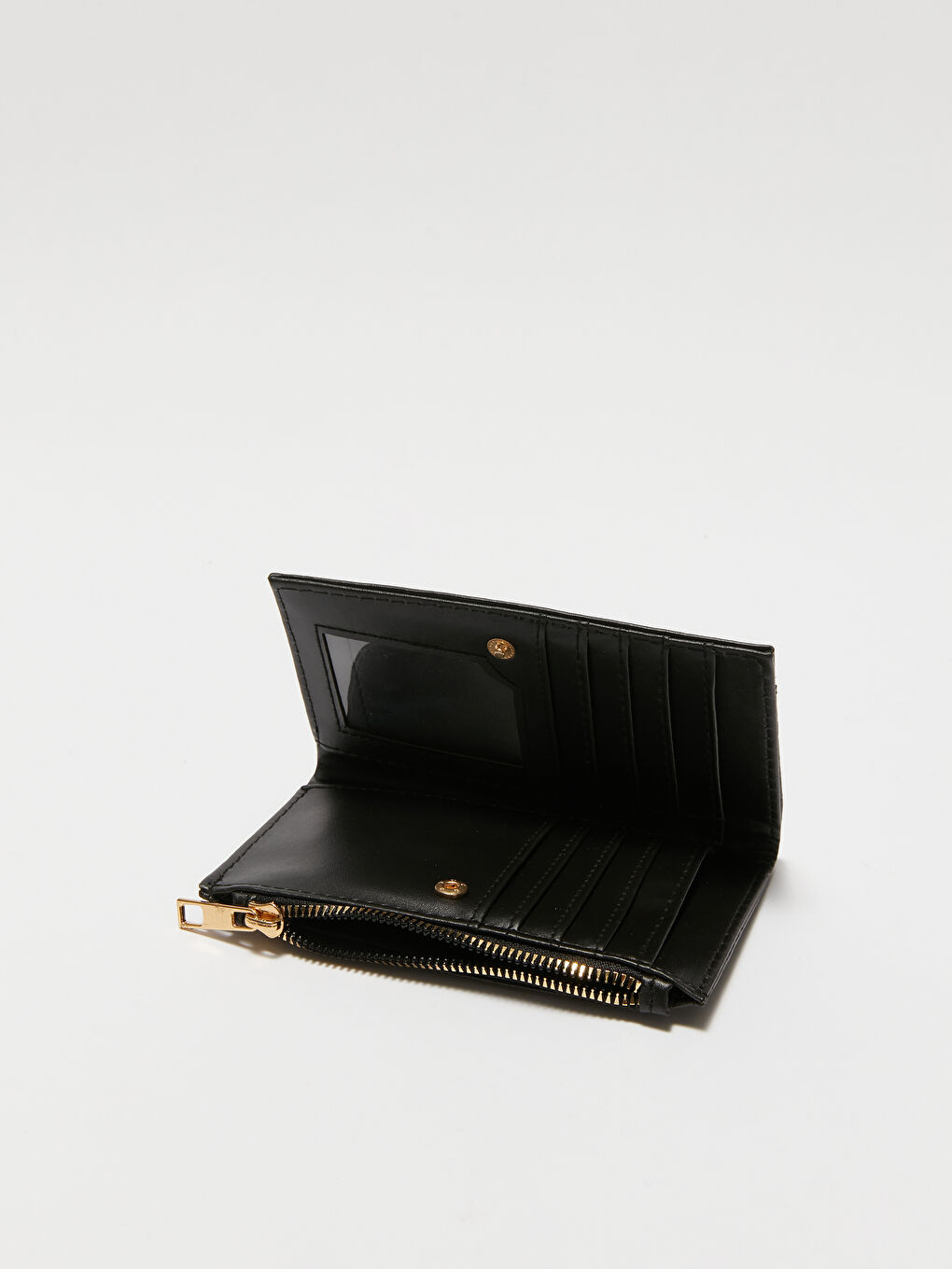 Siyah Deri Görünümlü Kadın Cüzdan-2