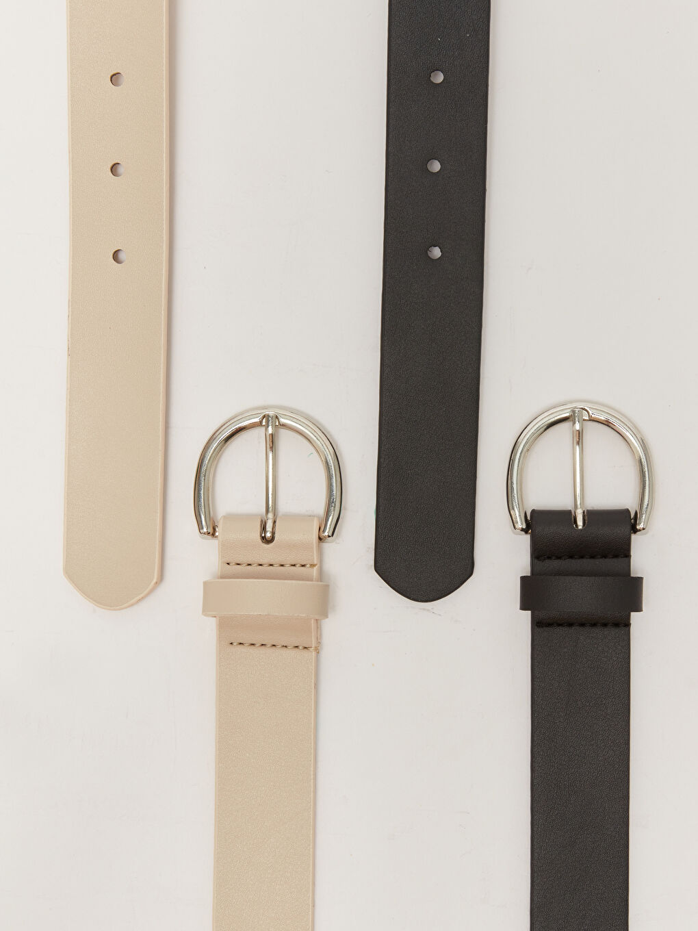 Bej Deri Görünümlü Kadın Kemer 2'li-2