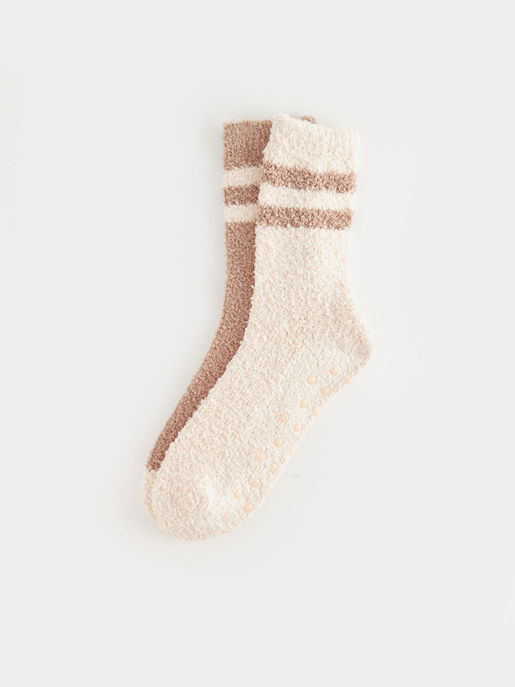 Gestreifte Anti-Rutsch-Sohle Homewear-Socken für Damen 2er-Pack-1