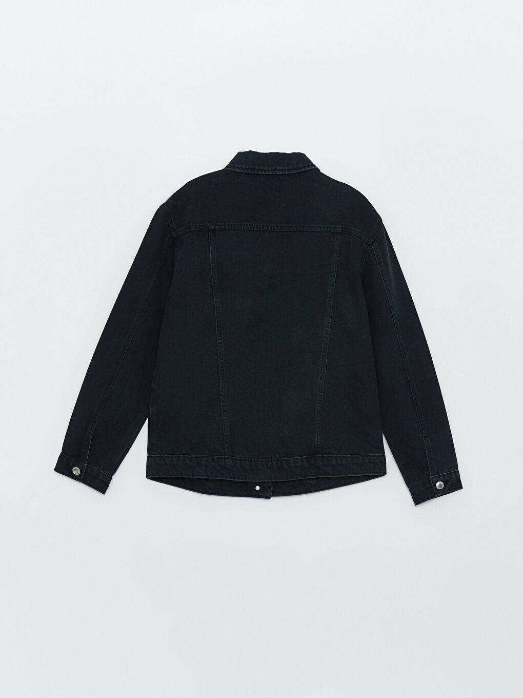 جاكيت قميص دينيم كم طويل سادة للسيدات-6