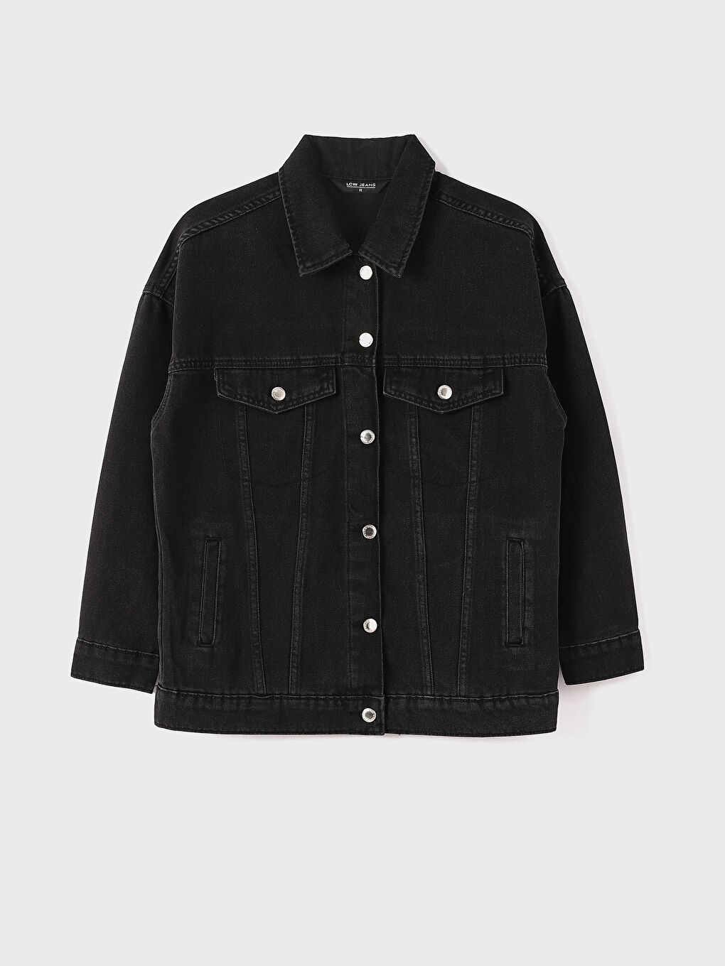 Shirt Collar Pocket Detailed Straight Long Sleeve Women's Jean Jacket