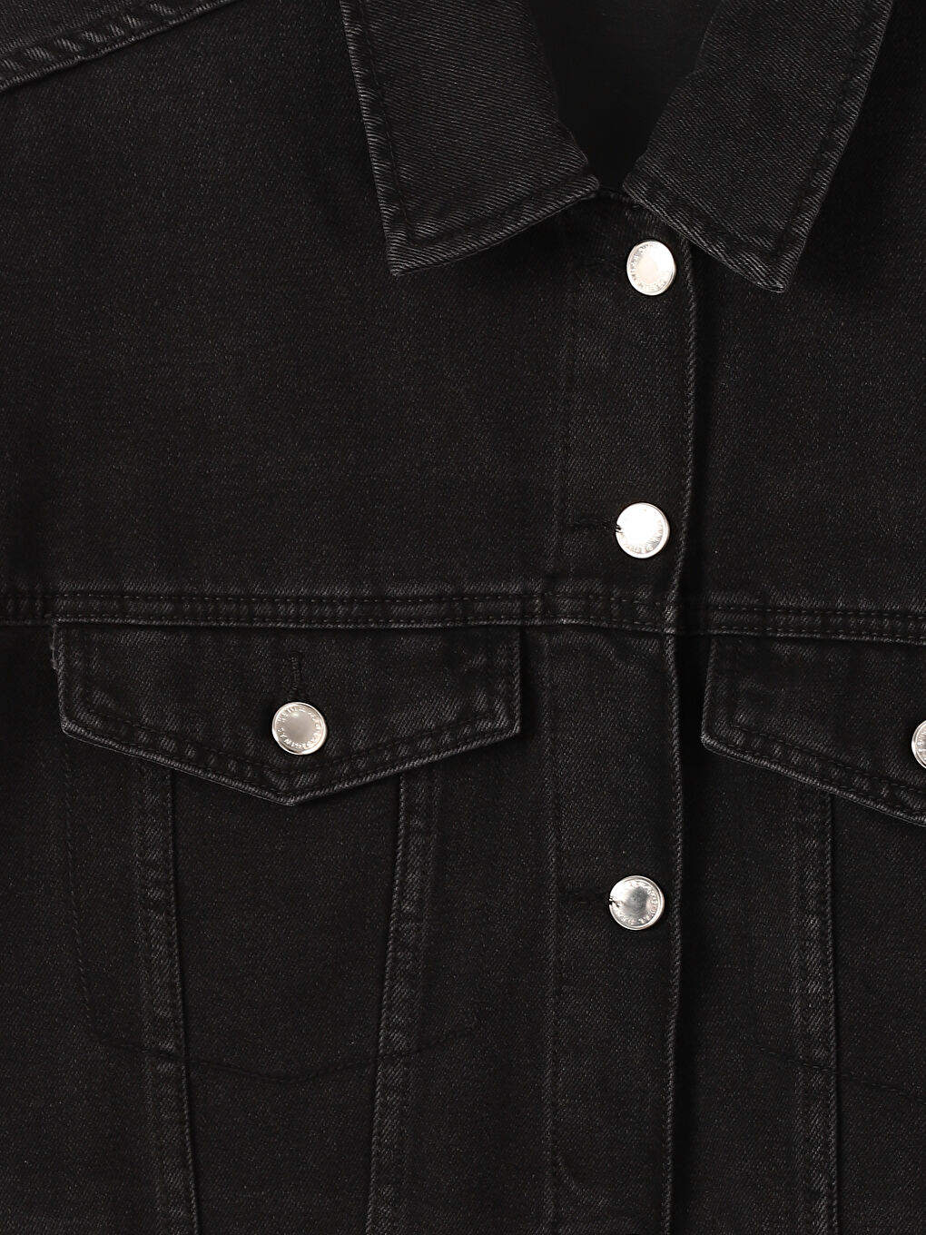 Shirt Collar Pocket Detailed Straight Long Sleeve Women's Jean Jacket-2