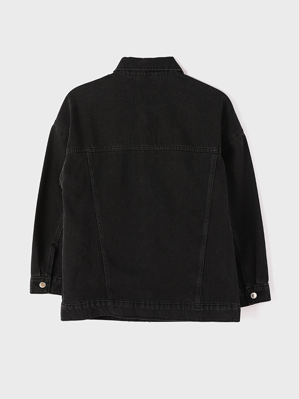 Shirt Collar Pocket Detailed Straight Long Sleeve Women's Jean Jacket-1