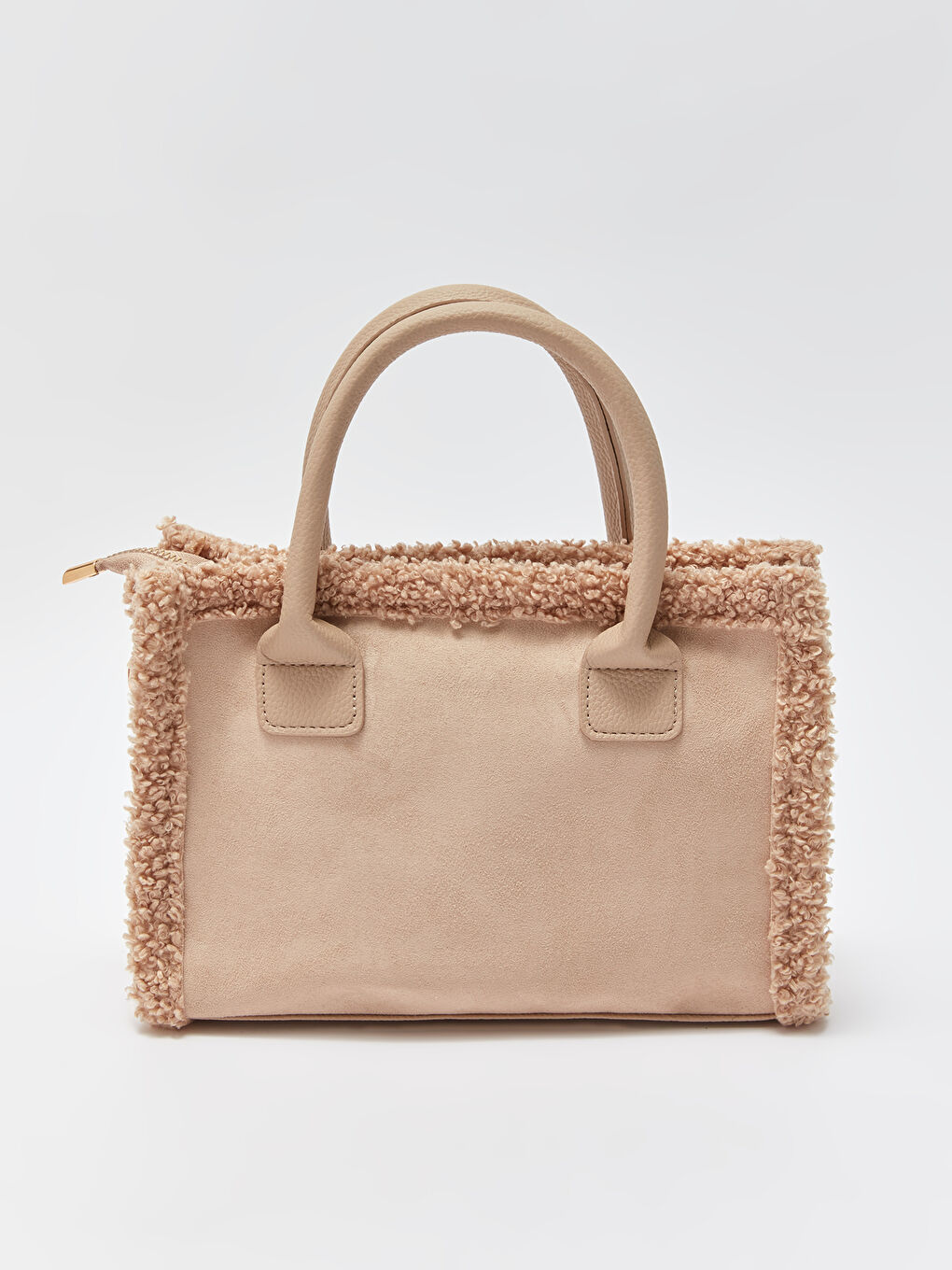 Ekru Süet Görünümlü Kadın Tote Çanta-3