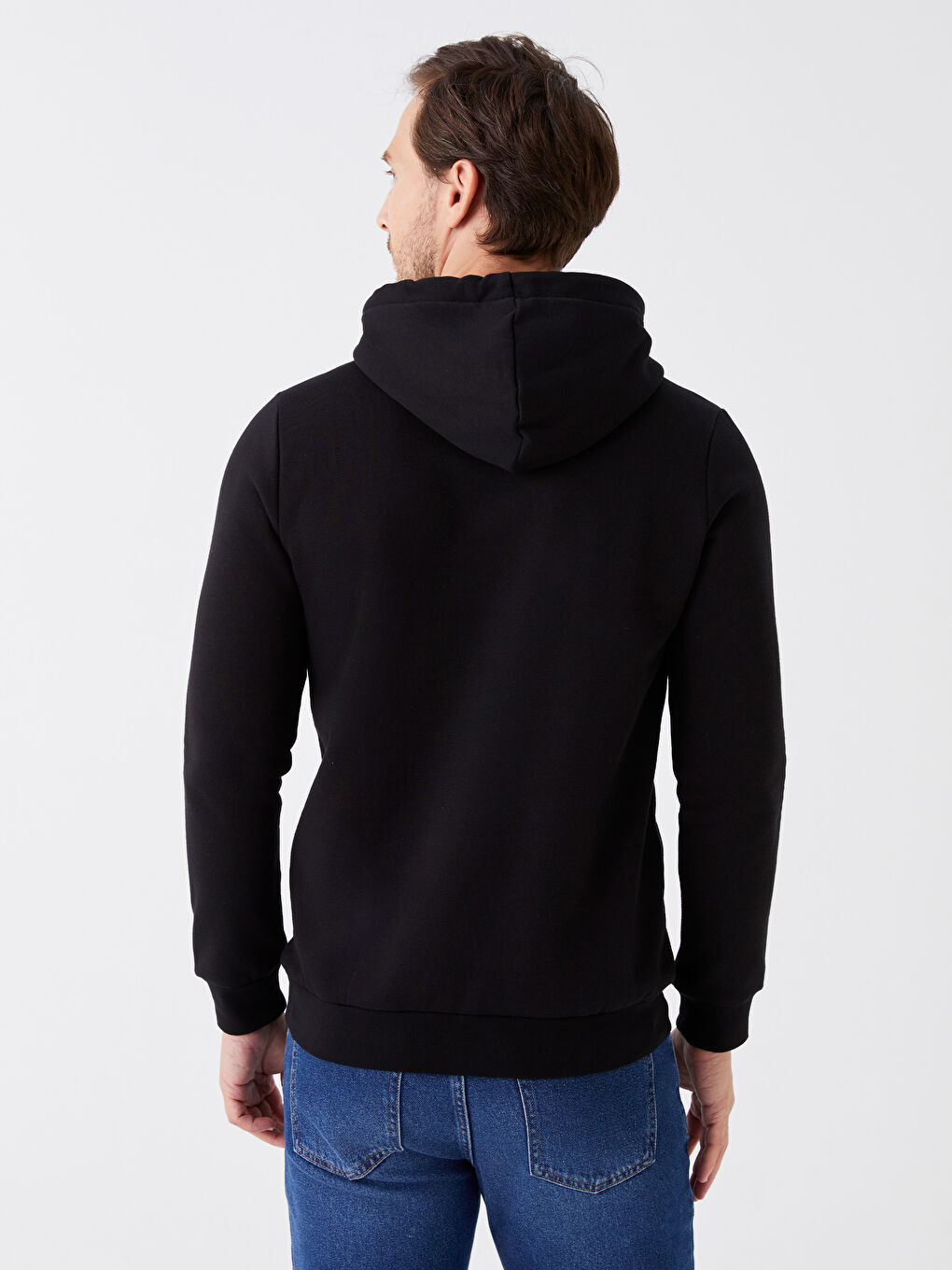 LCWAIKIKI Classic Yeni Siyah Uzun Kollu Baskılı Erkek Hoodie - 4