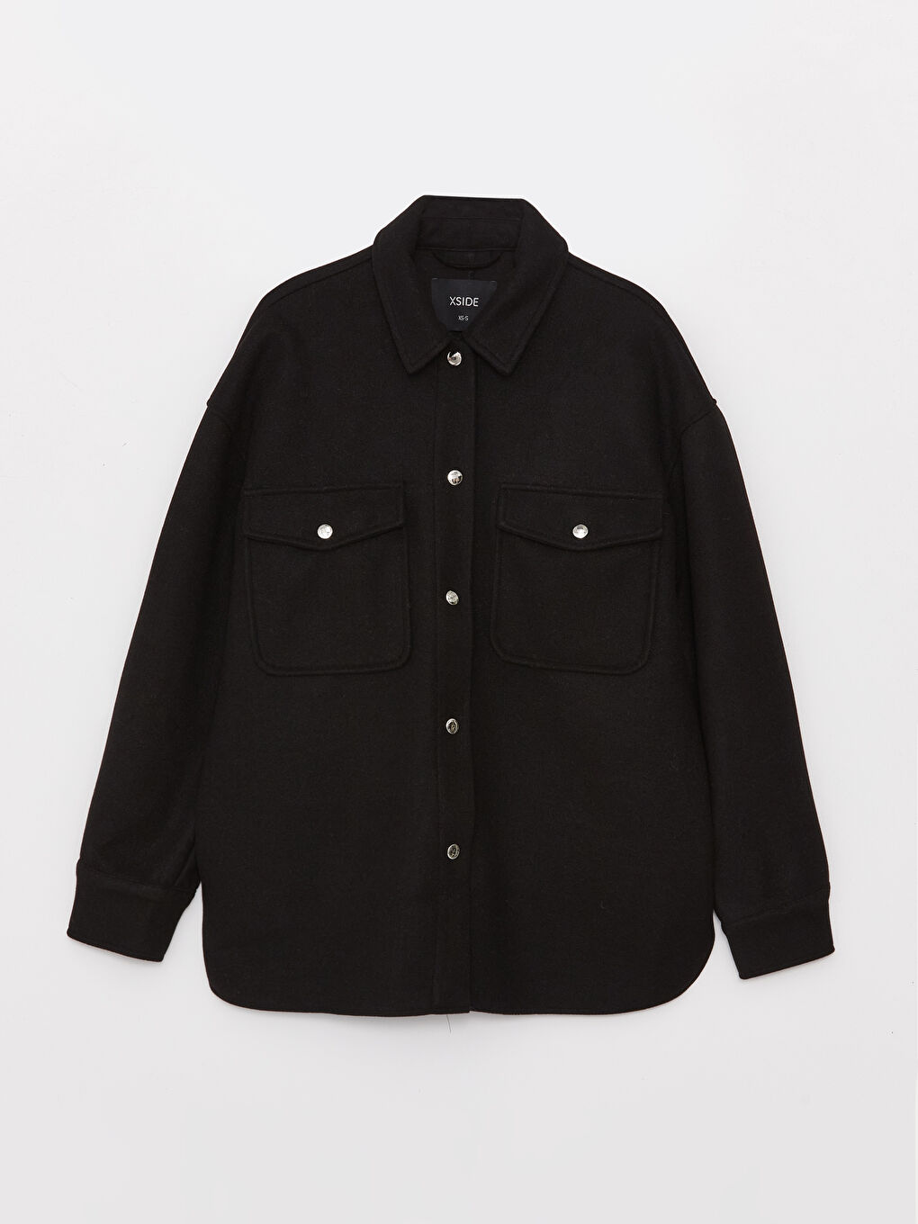 Plain Long Sleeve Women's Shirt Jacket-5