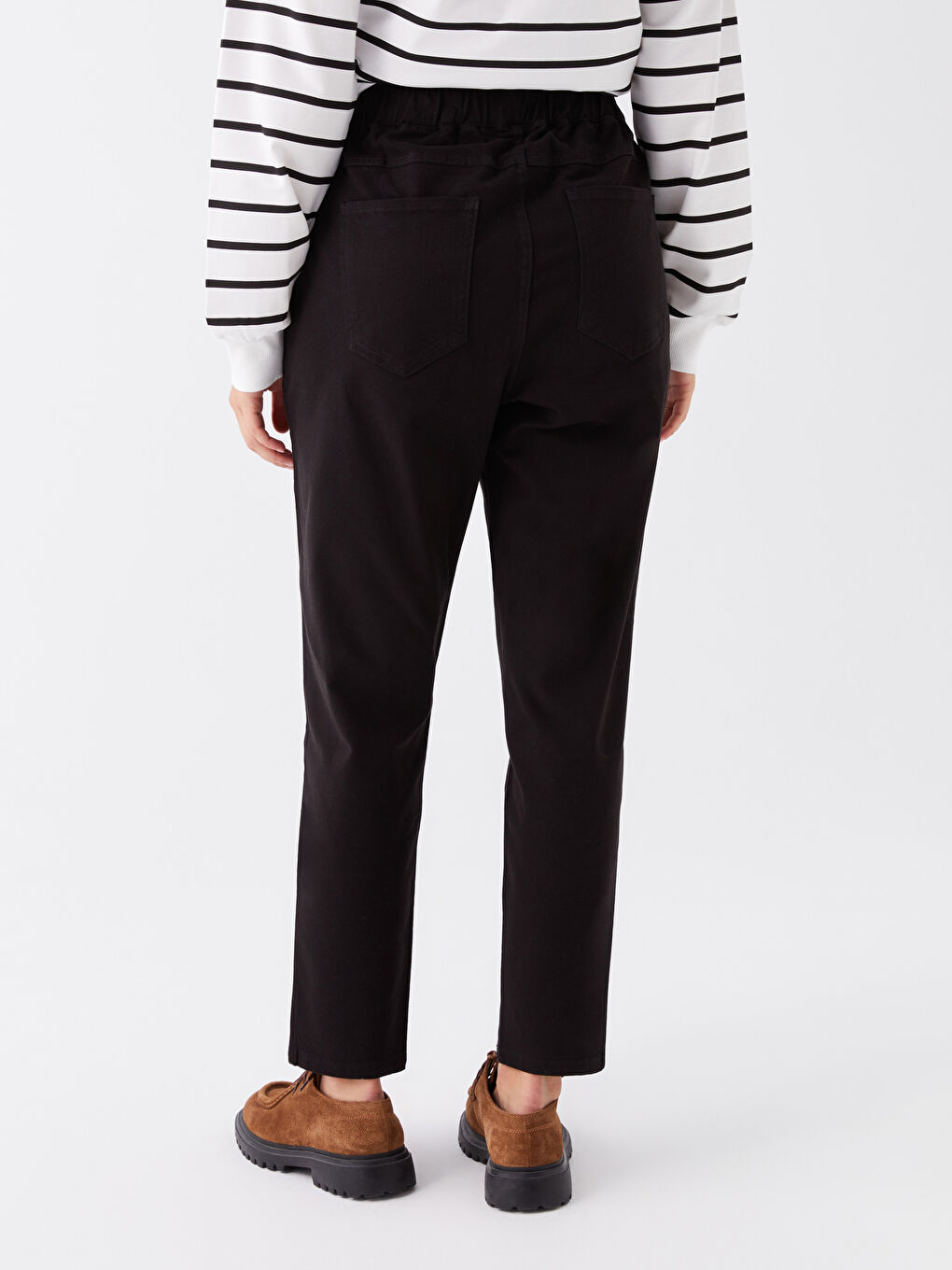 Elasticated Waist Relaxed Fit Women's Trousers -W3G135Z8-RQL