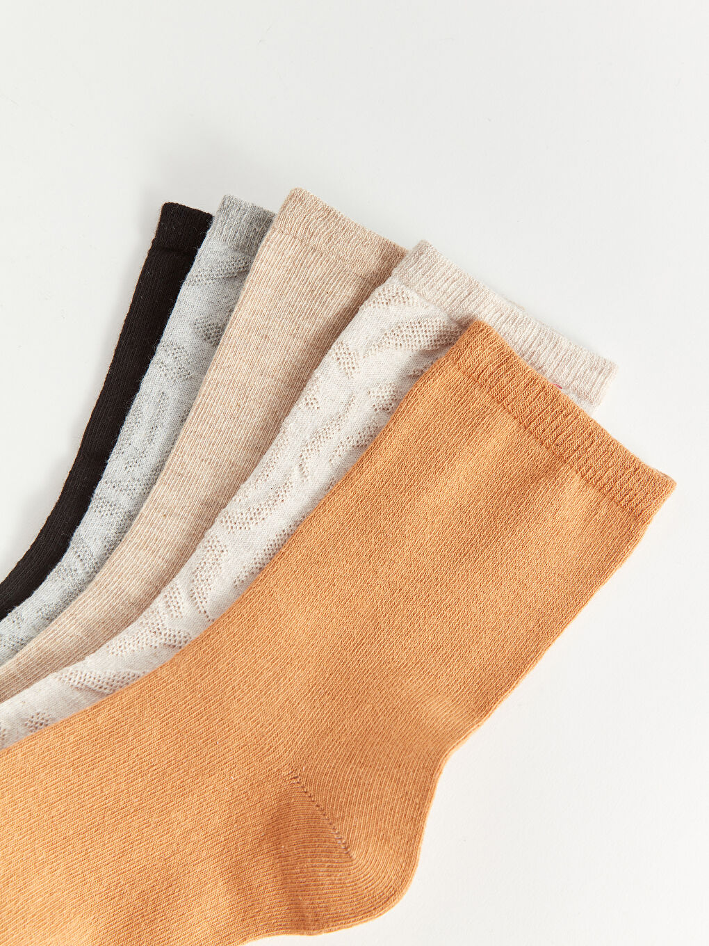 Bej Kendinden Desenli Kadın Soket Çorap 5'li Paket-2