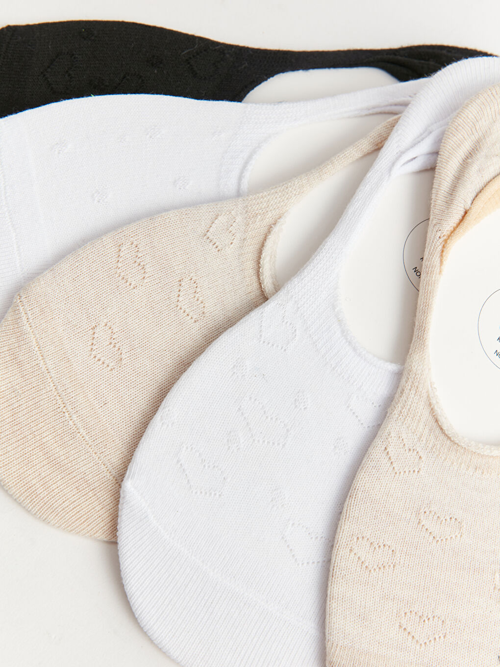 Bej Kendinden Desenli Kadın Babet Çorap 5'li-2