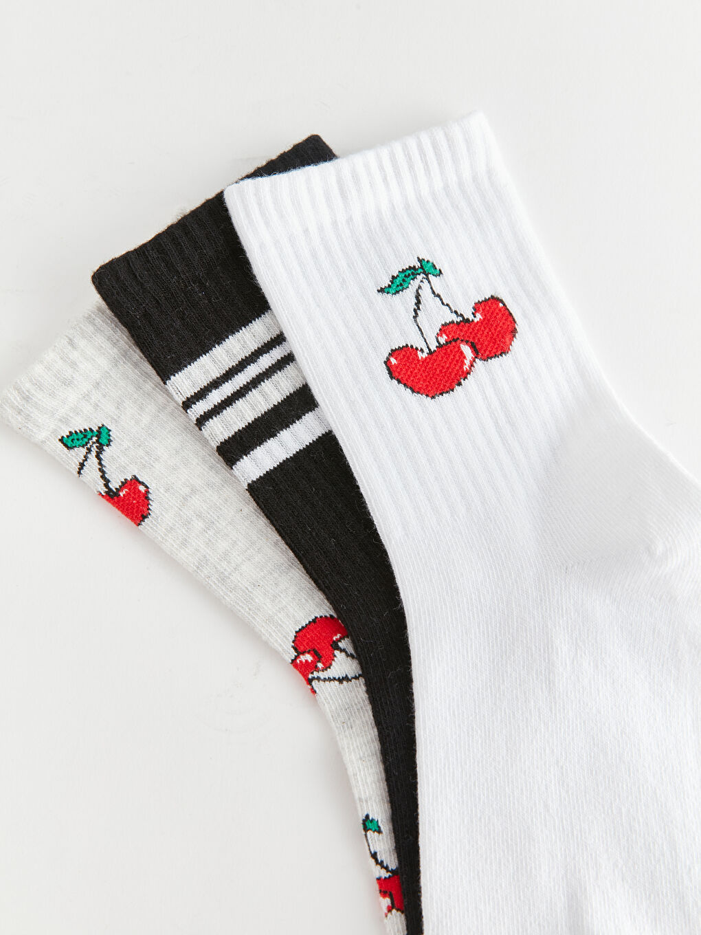 Ekru Desenli Kadın Soket Çorap 3'lü-2