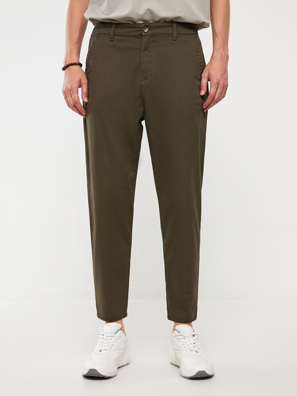 Haki Rahat Kalıp Gabardin Erkek Pantolon-2