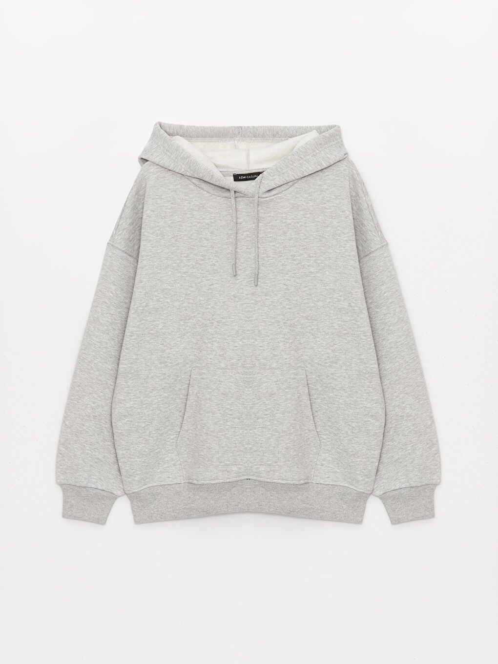 LCW Vision Orta Gri Melanj Düz Oversize Kadın Hoodie - 5