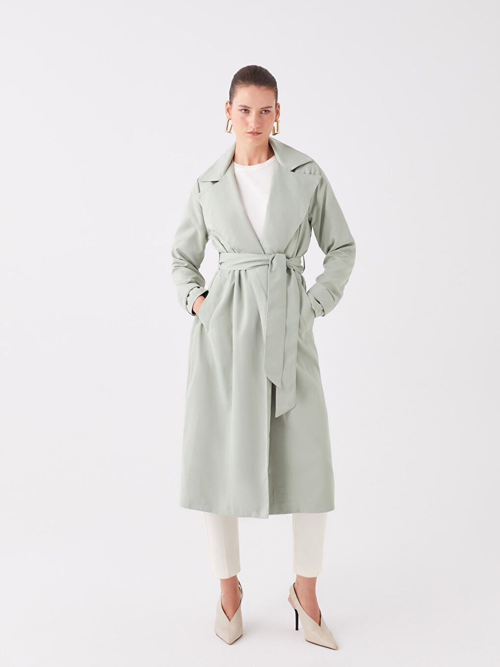 Jacket Collar Regular Long Sleeve Women's Trench Coat