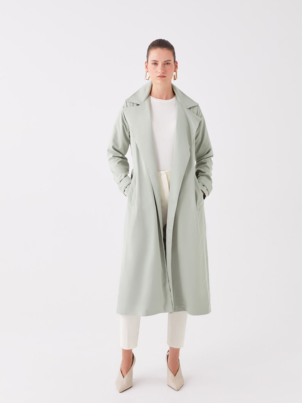 Jacket Collar Regular Long Sleeve Women's Trench Coat-1