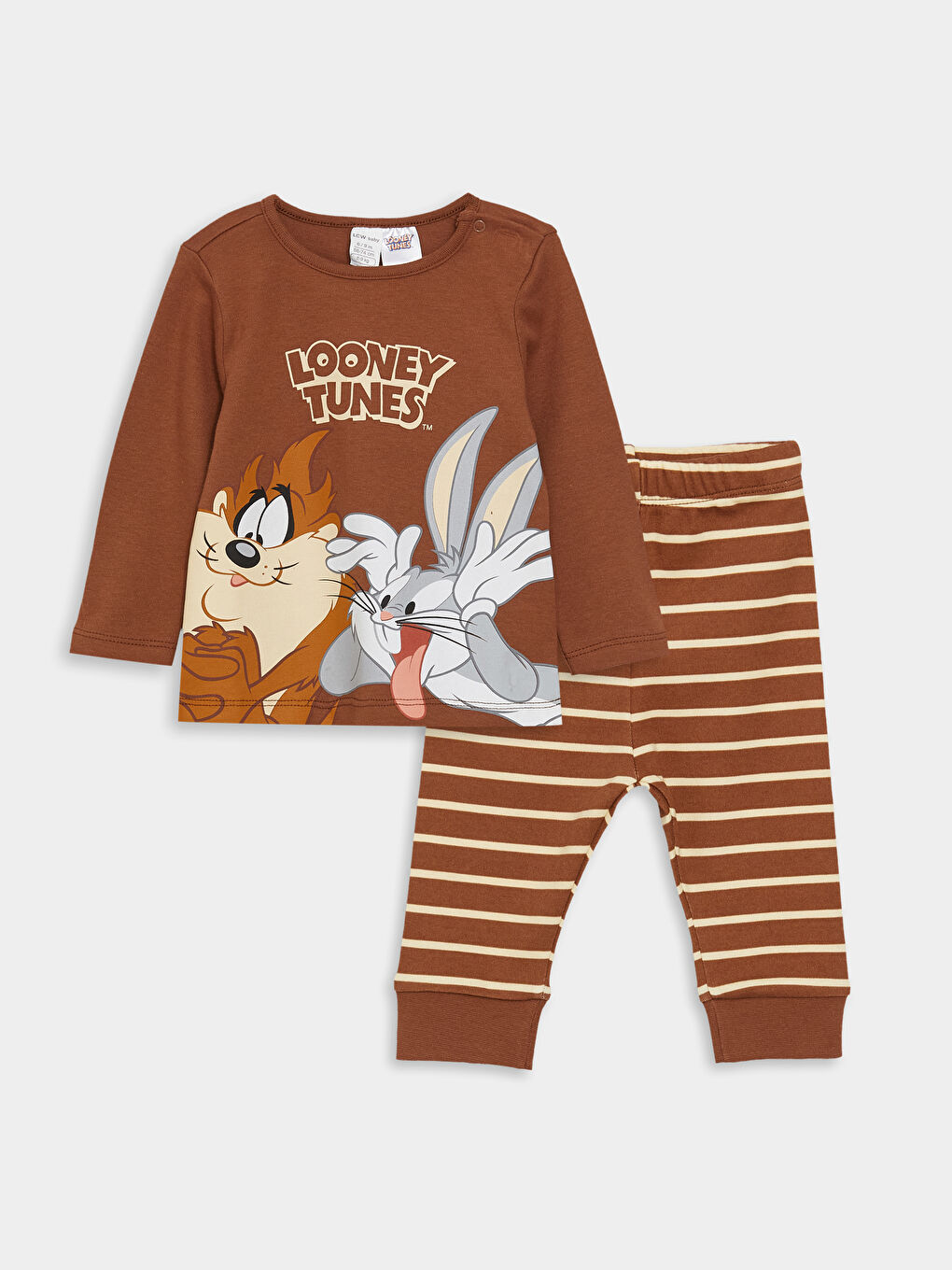 Ensemble de Pyjama pour Bébé Garçons à Col Rond et Manches Longues Imprimé Bugs Bunny