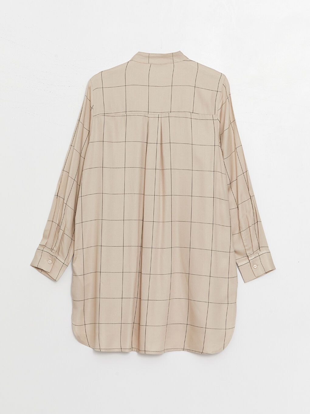 LCWAIKIKI Classic Grandad Collar Plaid Long Sleeve Women's Tunic -W3G254Z8-LKQ