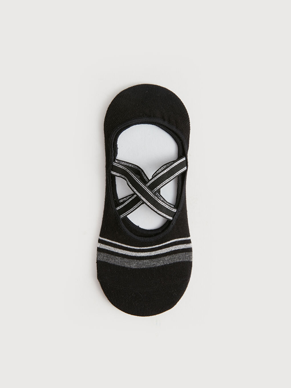 Siyah Kadın Çizgili Yoga ve Pilates Çorabı