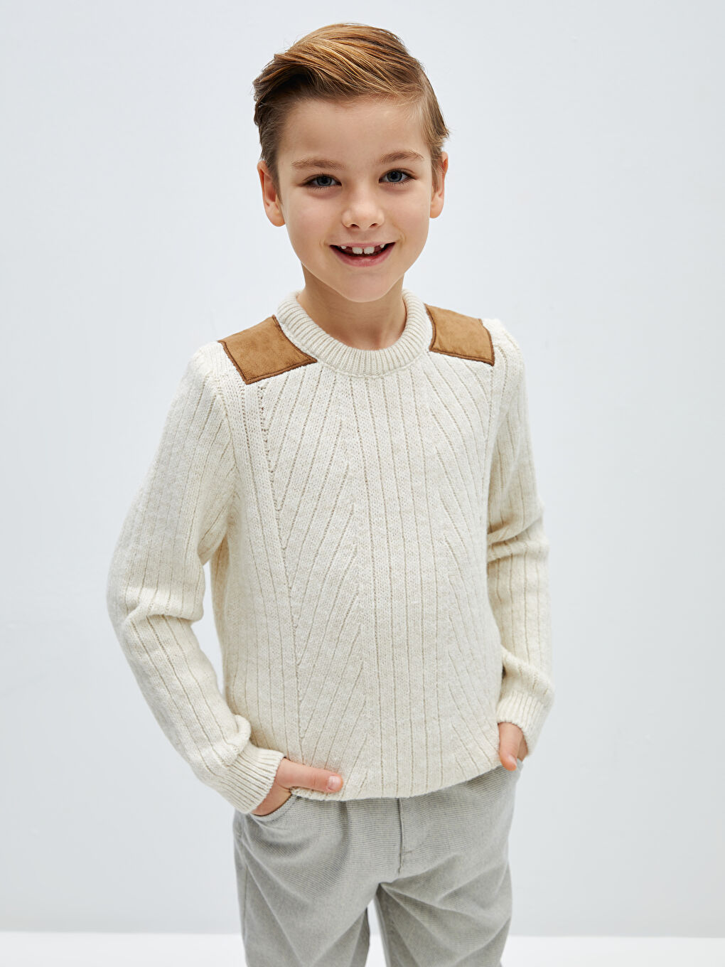 Crew Neck Long Sleeve Boys' Knitwear Sweater