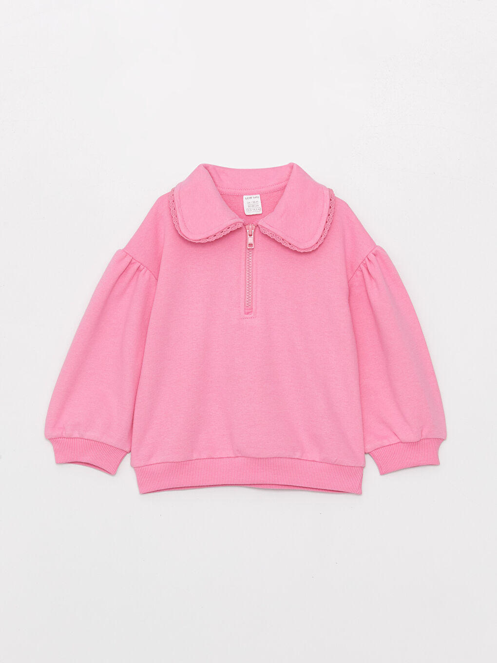 LCW baby Pembe Bebe Yaka Kız Bebek Sweatshirt ve Tayt Pantolon 2'li - 5