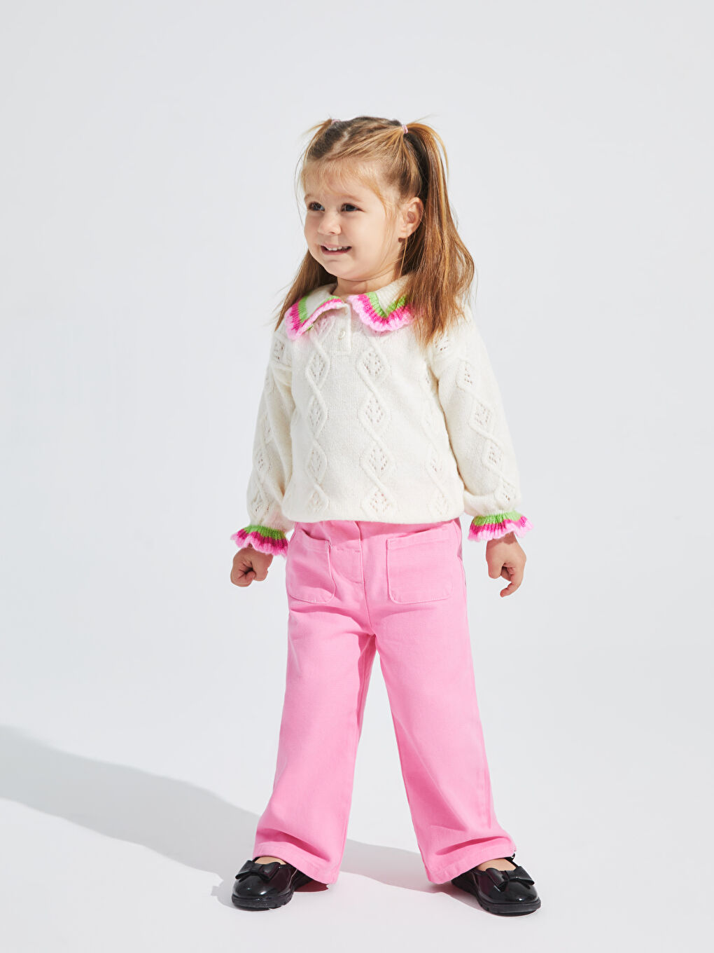 Pembe Basic Kız Bebek Pantolon-1