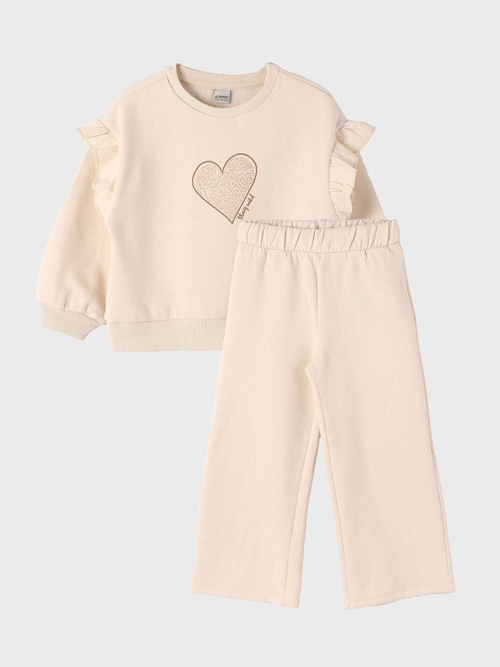 سويت شيرت وبنطلون للبنات بياقة دائرية