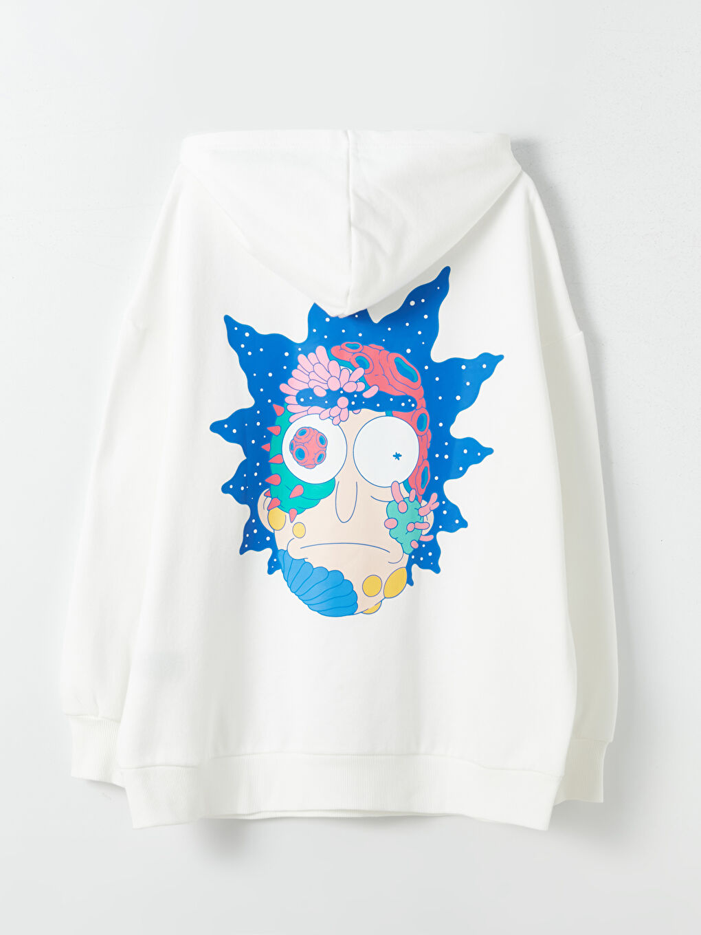 XSIDE Ekru Rick and Morty Baskılı Uzun Kollu Oversize Kadın Hoodie - 6