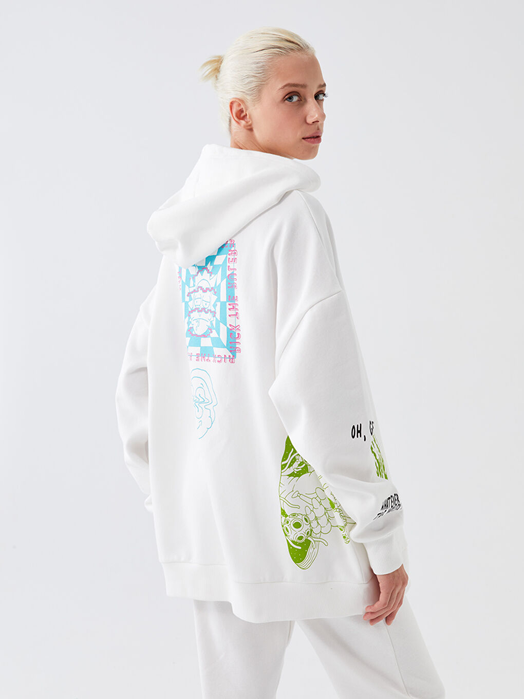 XSIDE Rick and Morty Printed Oversize Women's Thick Hoodie -W3G425Z8-RFC