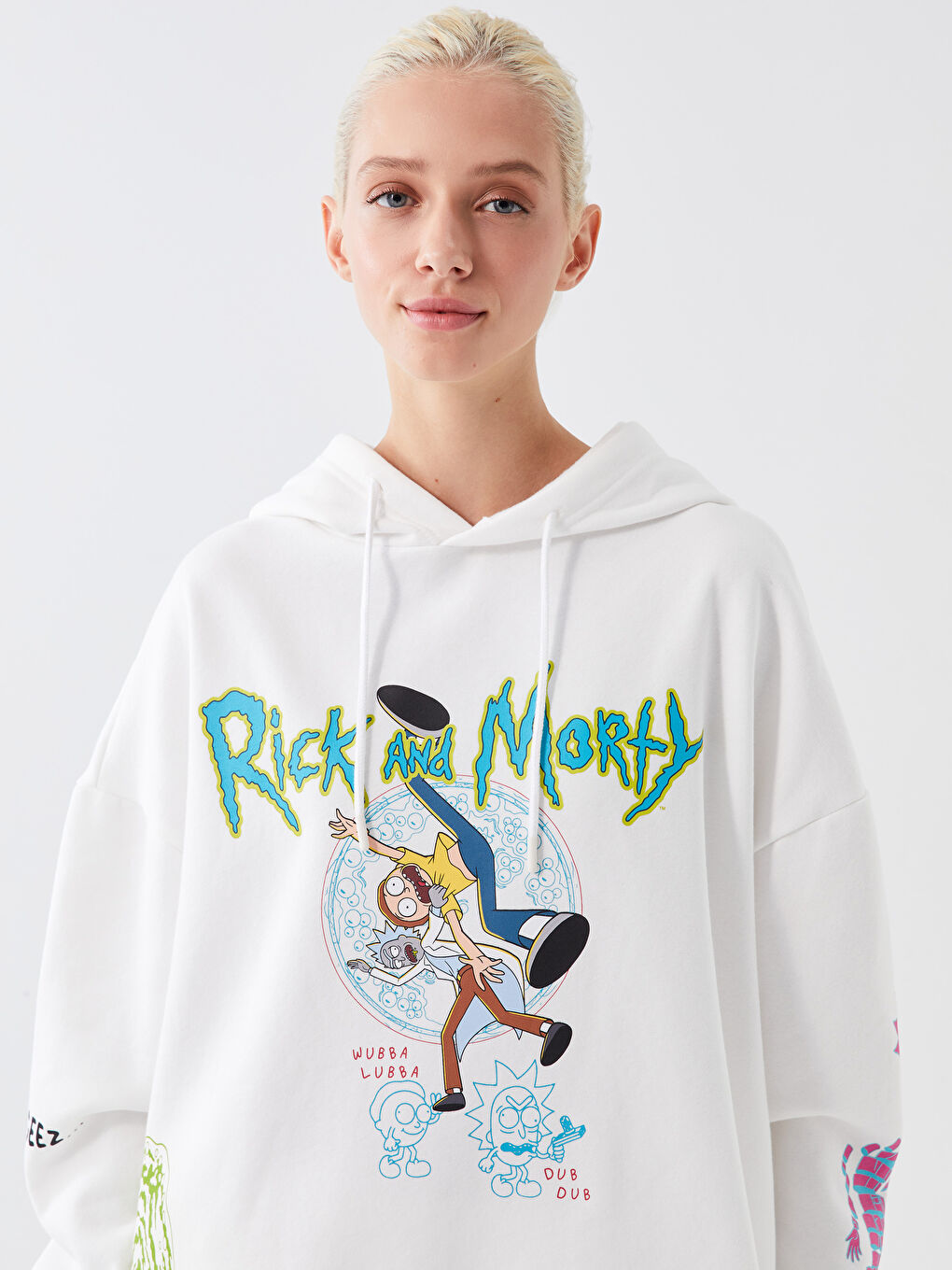 XSIDE Rick and Morty Printed Oversize Women's Thick Hoodie -W3G425Z8-RFC
