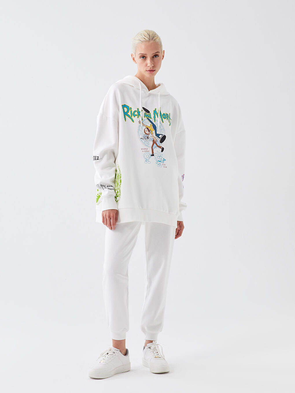XSIDE Rick and Morty Printed Oversize Women's Thick Hoodie -W3G425Z8-RFC