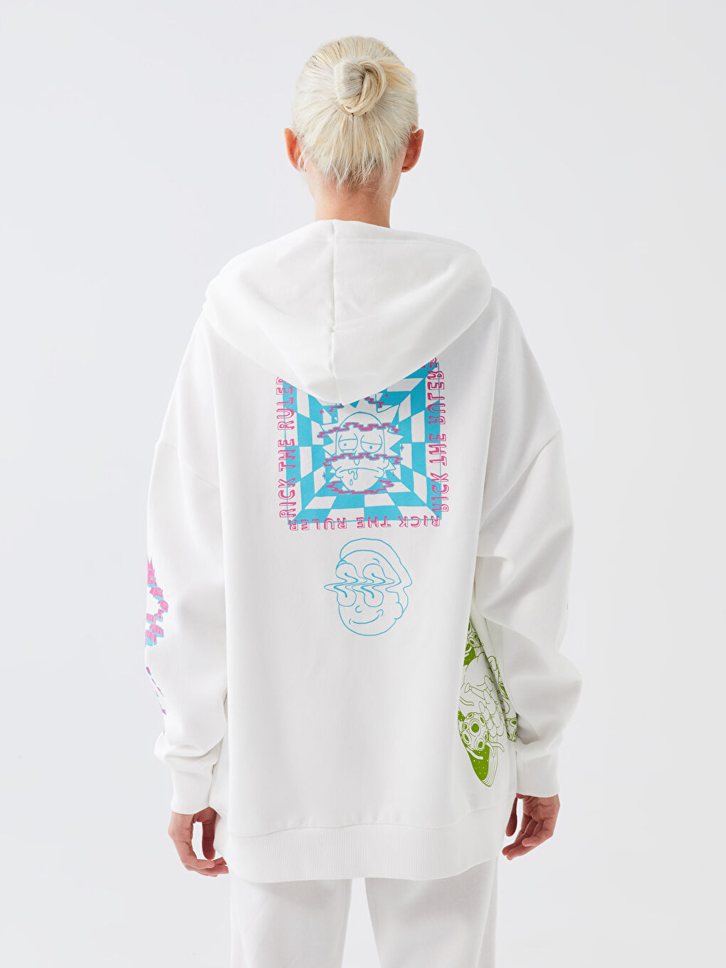 XSIDE Rick and Morty Printed Oversize Women's Thick Hoodie -W3G425Z8-RFC