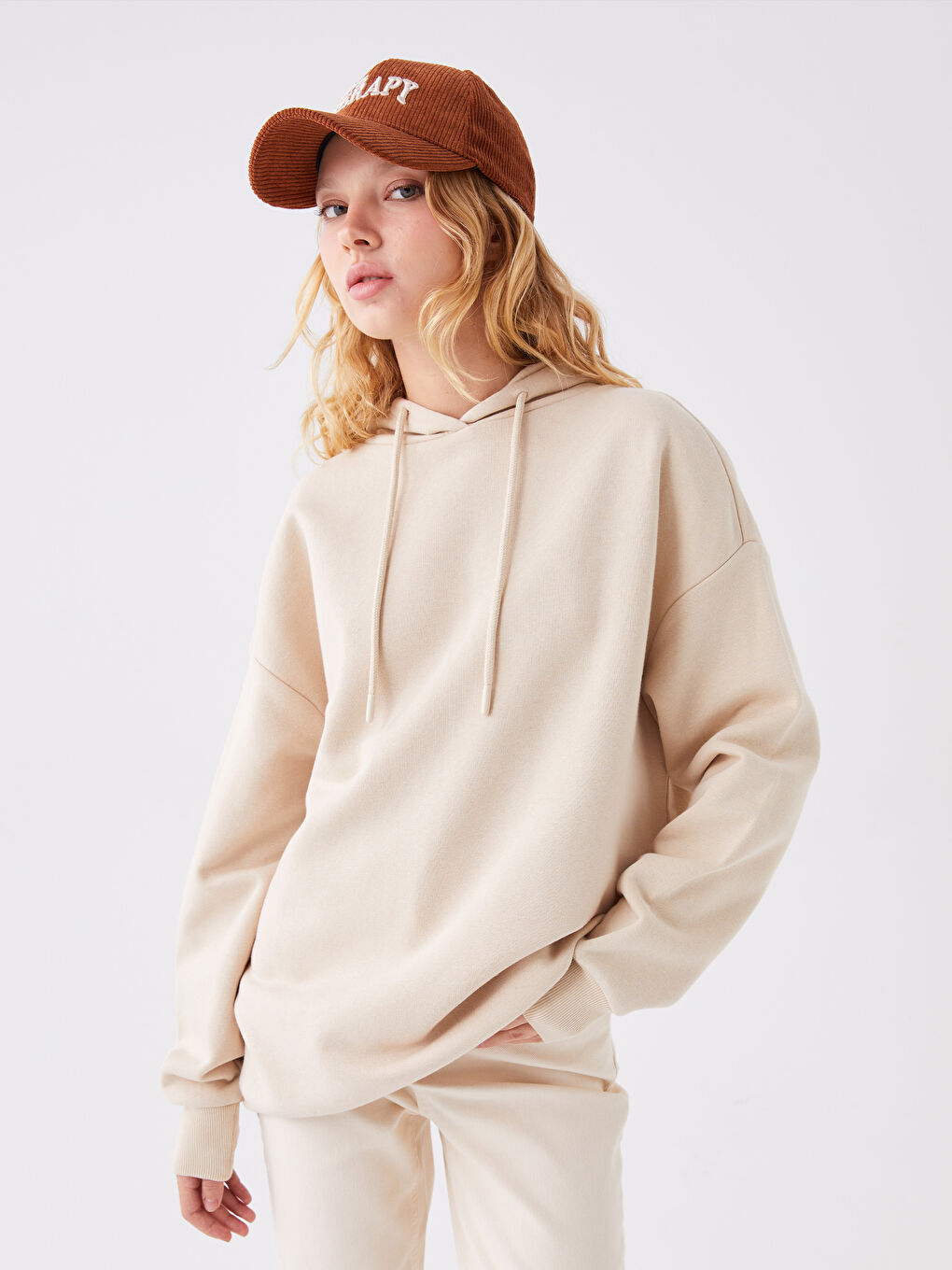 XSIDE Plain Oversize Women's Thick Hoodie -W3G444Z8-VB6