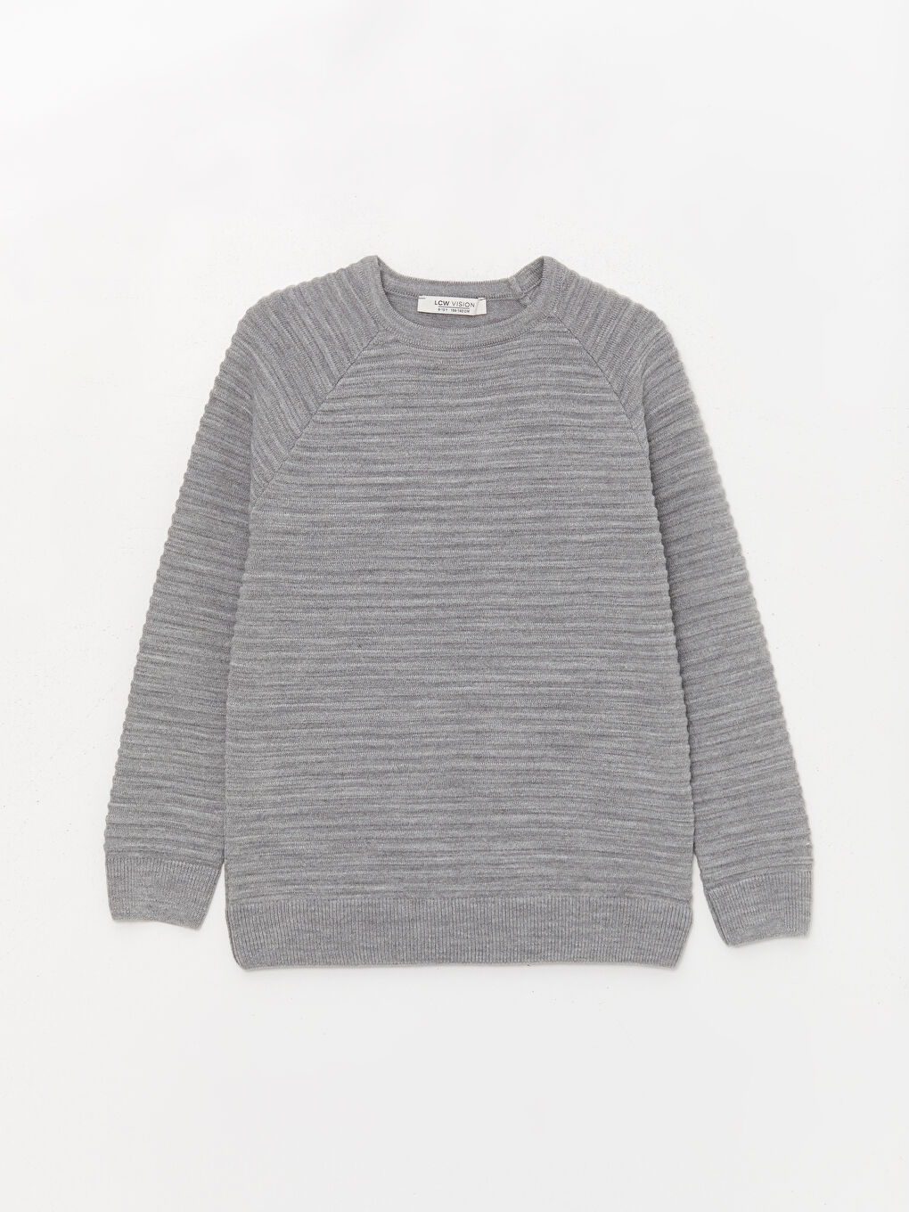 Gri Bisiklet Yaka Uzun Kollu Erkek Çocuk Triko Kazak