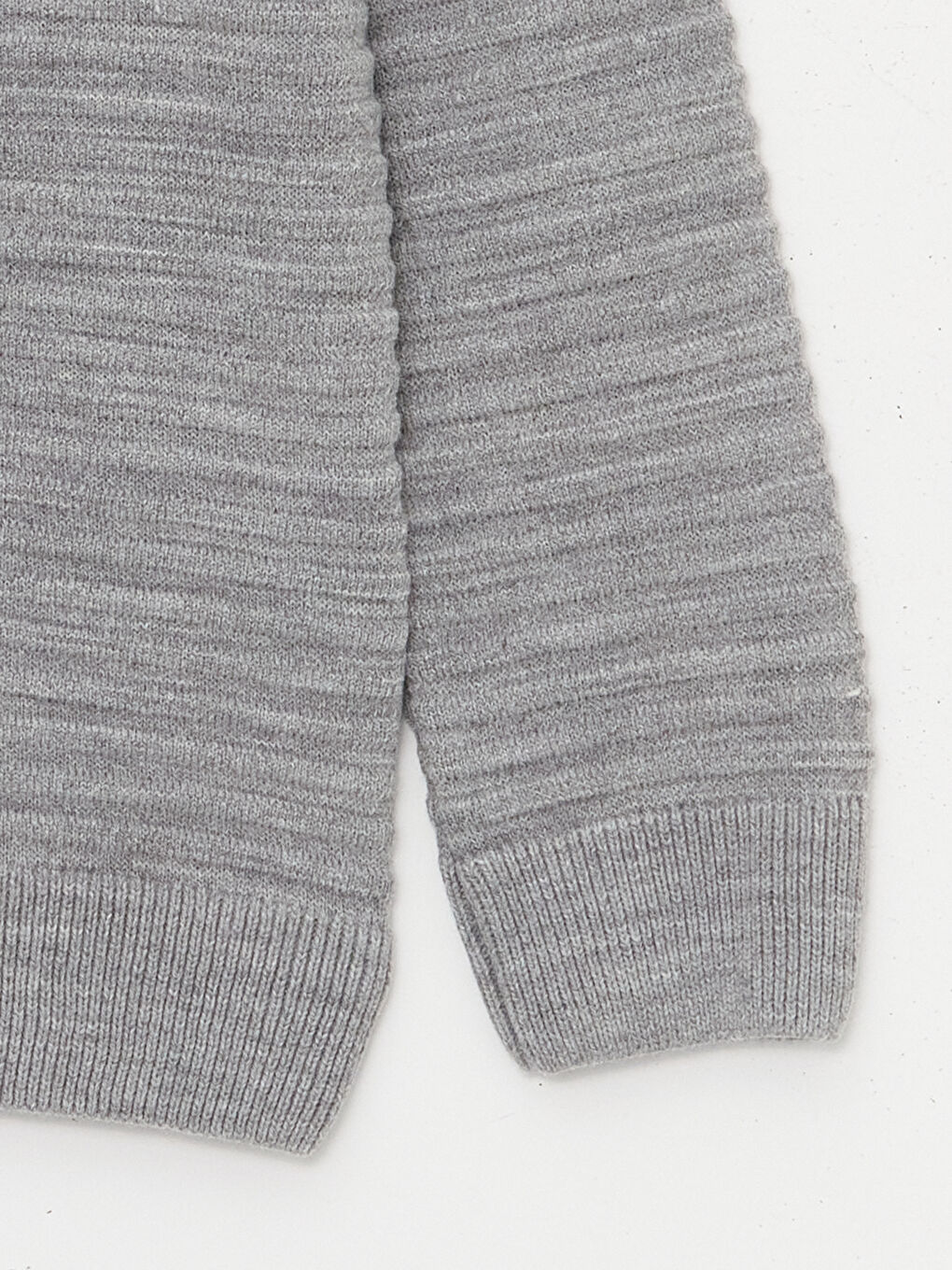 Gri Bisiklet Yaka Uzun Kollu Erkek Çocuk Triko Kazak-2