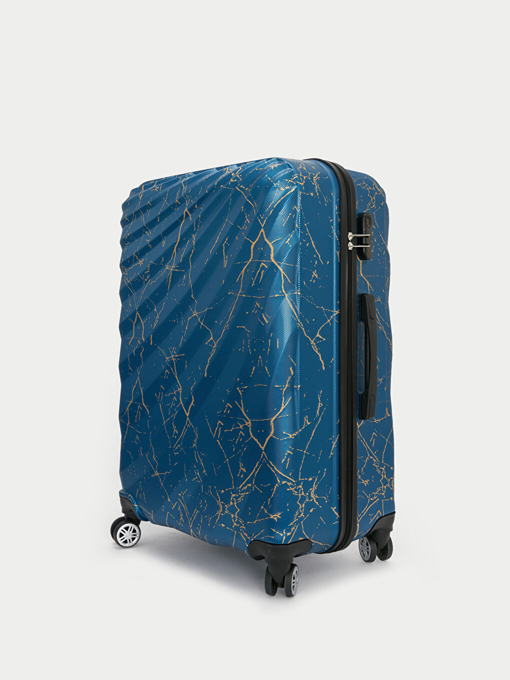 Mavi Kilit Detaylı Çekme Mekanizmalı Orta Boy Valiz-2