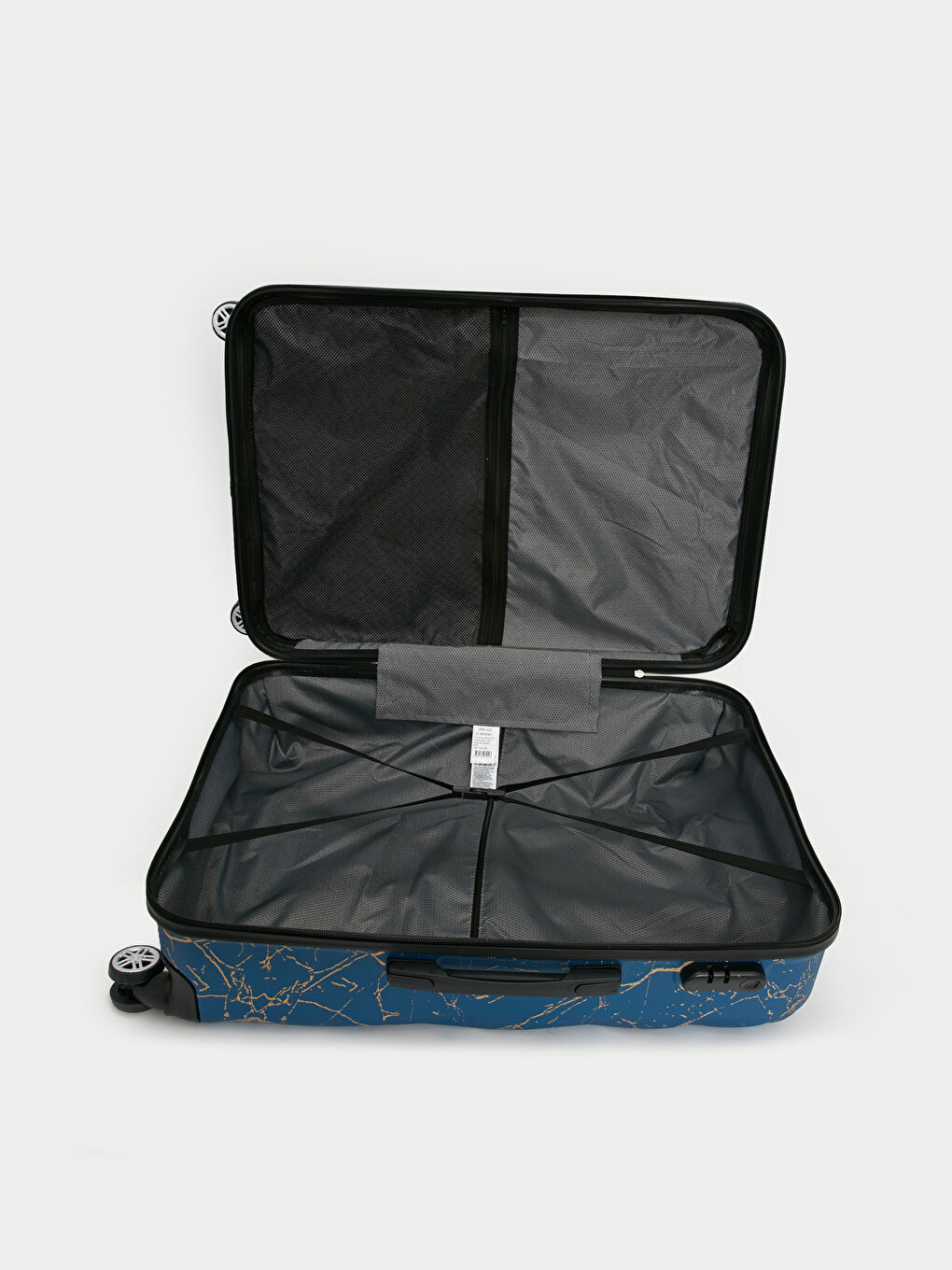 Mavi Kilit Detaylı Çekme Mekanizmalı Orta Boy Valiz-3