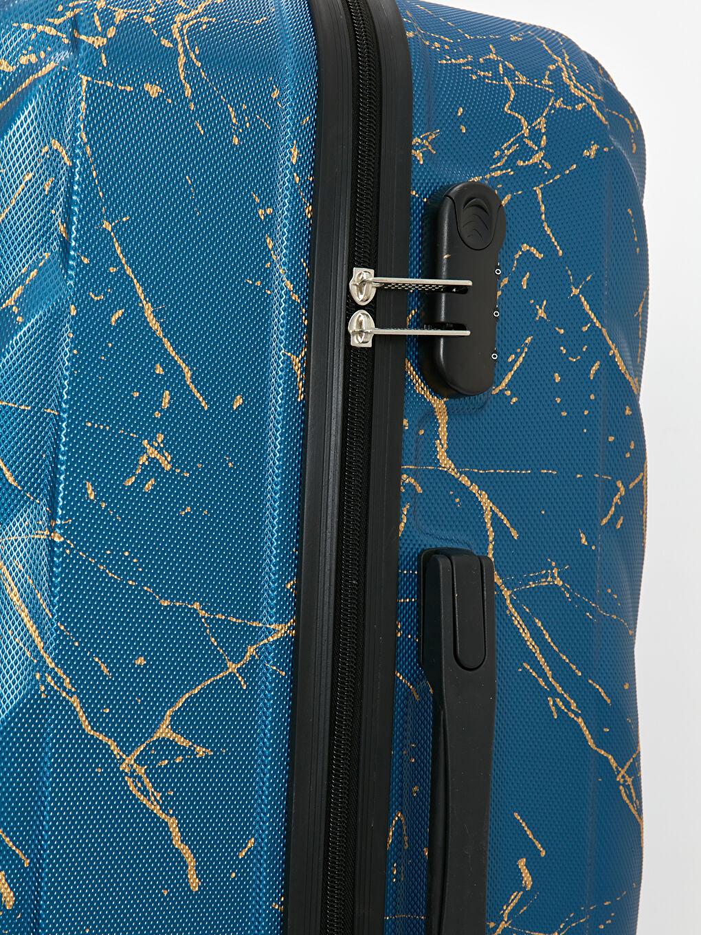 Mavi Kilit Detaylı Çekme Mekanizmalı Orta Boy Valiz-4