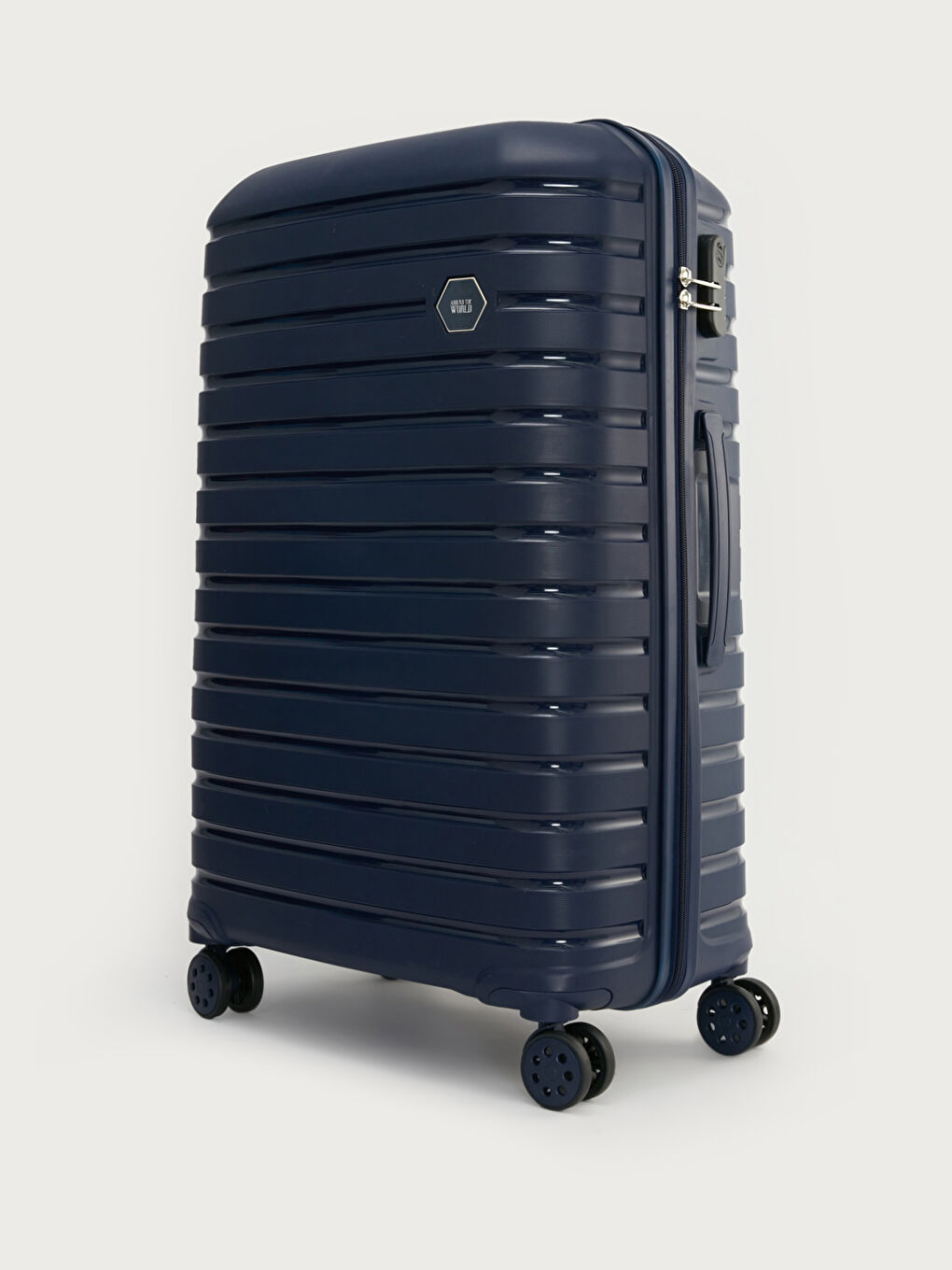 Lacivert Kilit Detaylı Çekme Mekanizmalı Büyük Boy Valiz-1