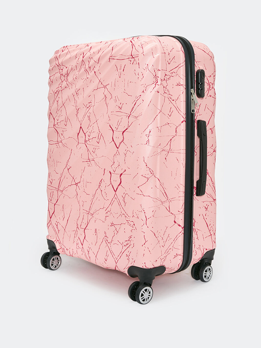 Pembe Kilit Detaylı Çekme Mekanizmalı Büyük Boy Valiz-1