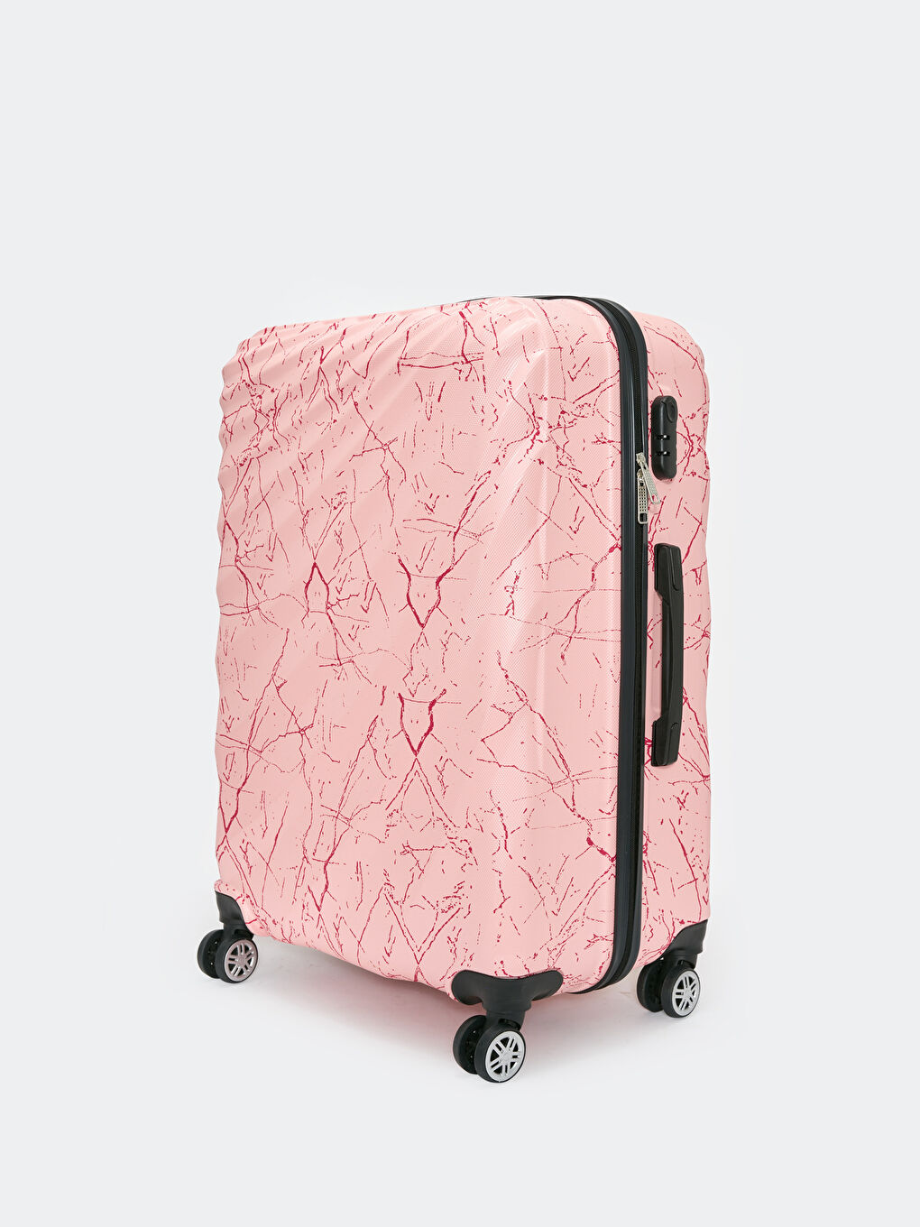 Pembe Kilit Detaylı Çekme Mekanizmalı Küçük Boy Valiz-1