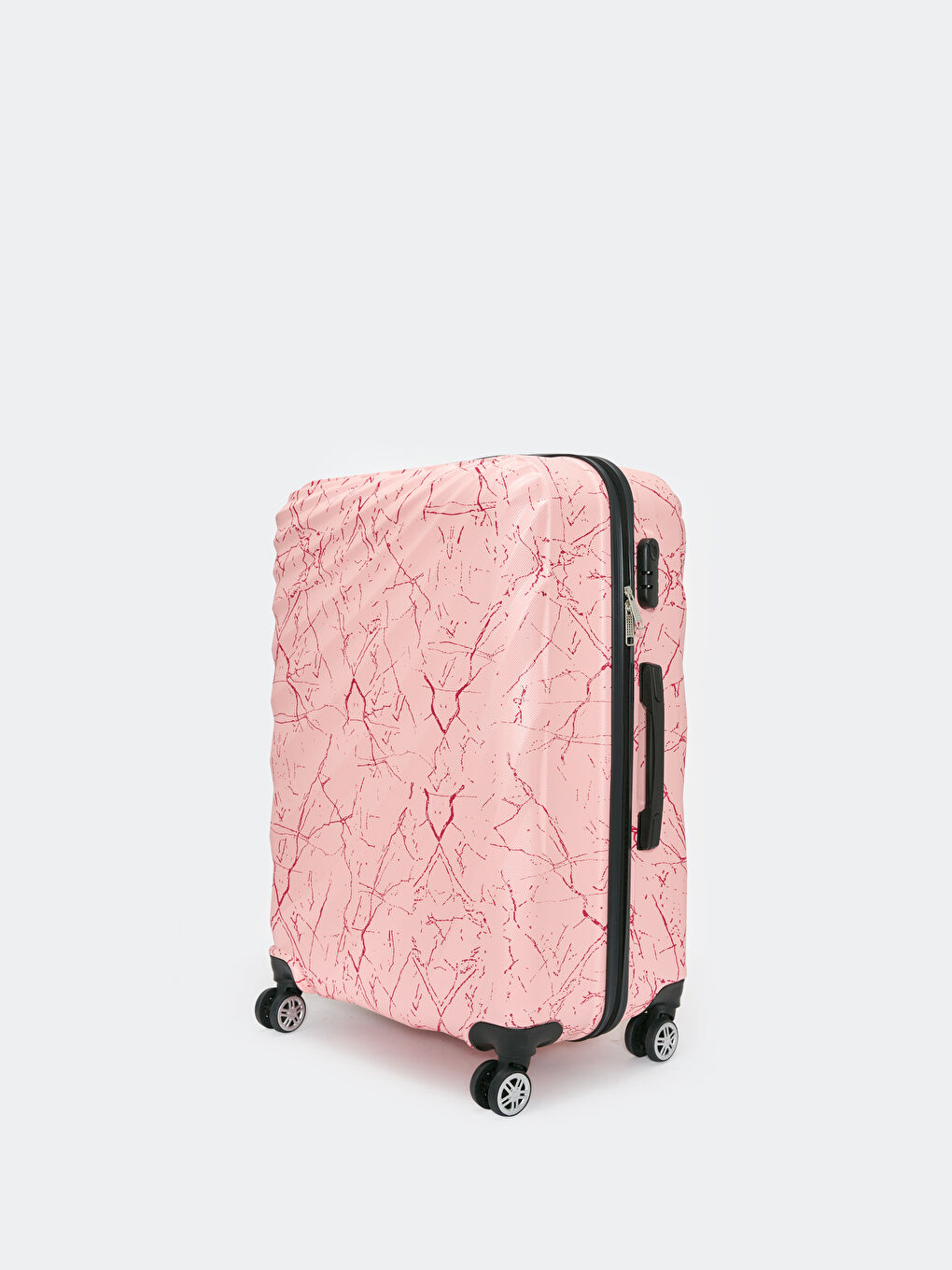 Pembe Kilit Detaylı Çekme Mekanizmalı Orta Boy Valiz-1