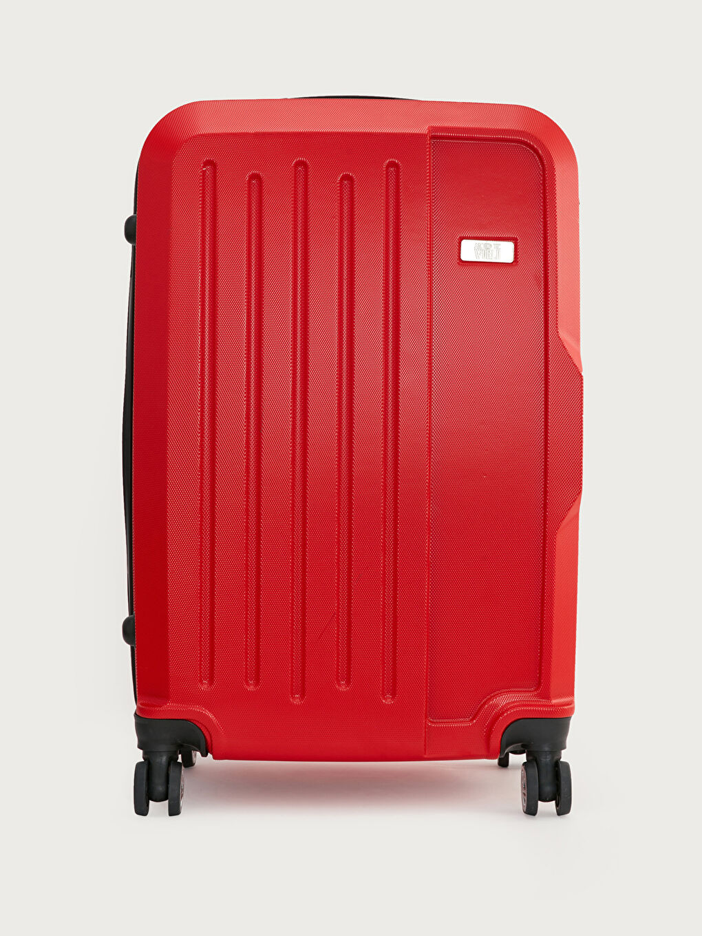 Kırmızı Kilit Detaylı Çekme Mekanizmalı Büyük Boy Valiz