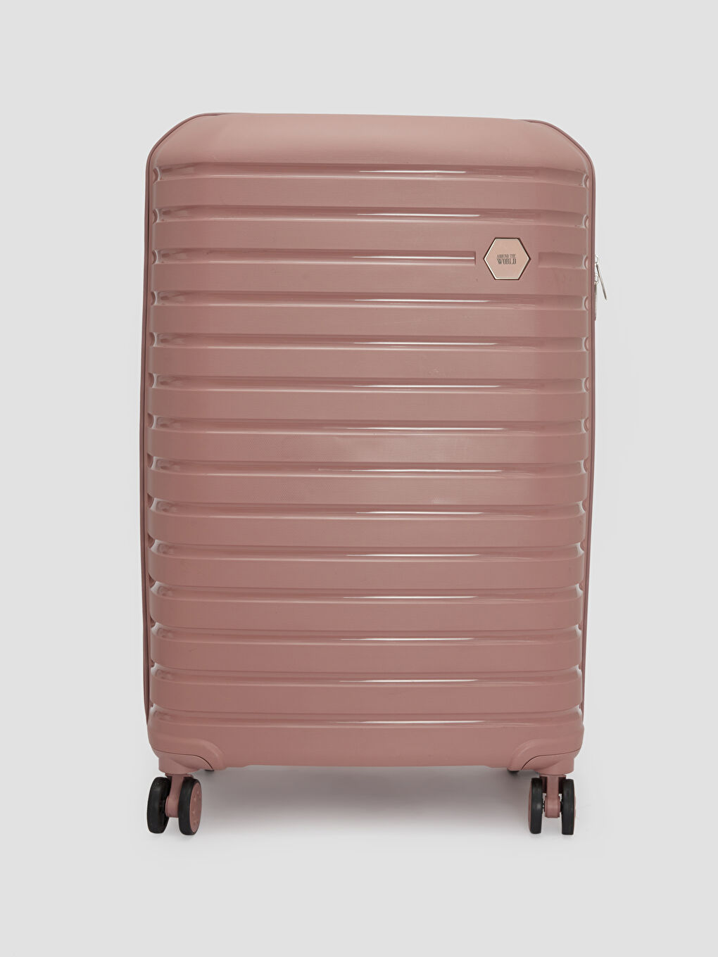 Pembe Kilit Detaylı Çekme Mekanizmalı Büyük Boy Valiz