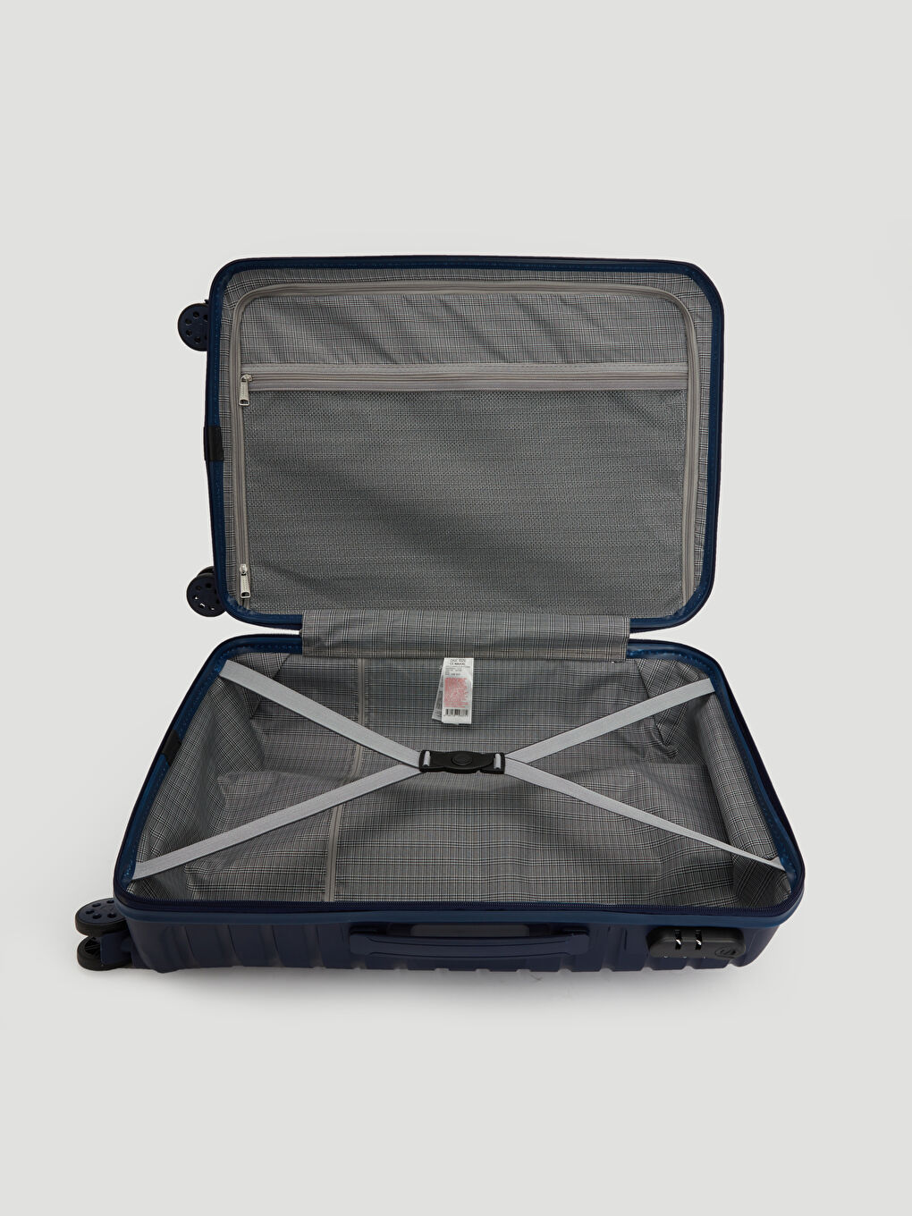 Lacivert Kilit Detaylı Çekme Mekanizmalı Küçük Boy Valiz-3