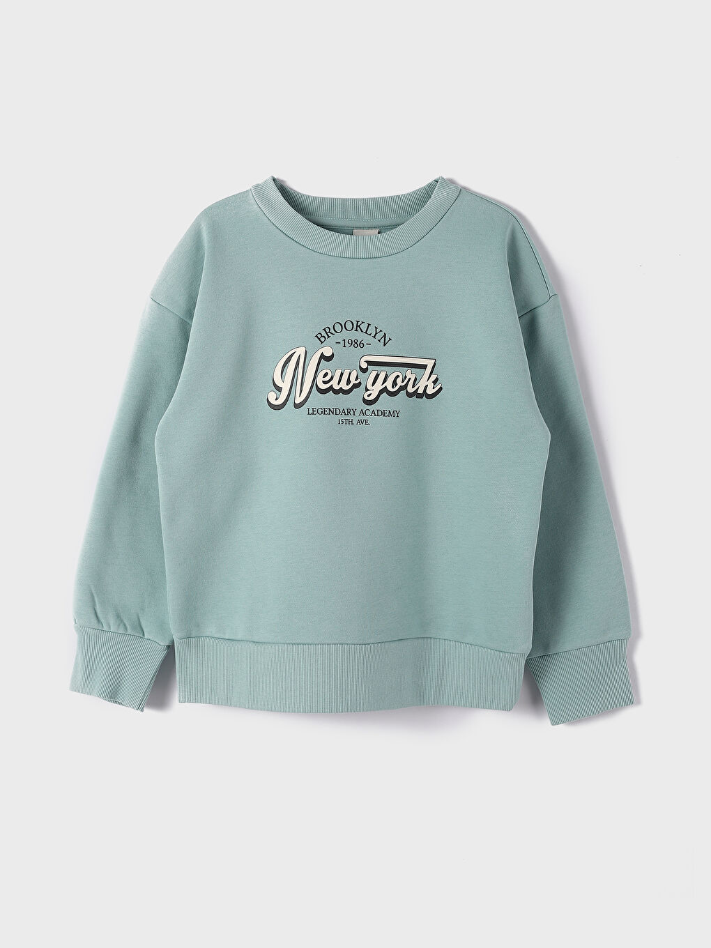 سويت شيرت مطبوع كم طويل بياقة دائرية للبنات