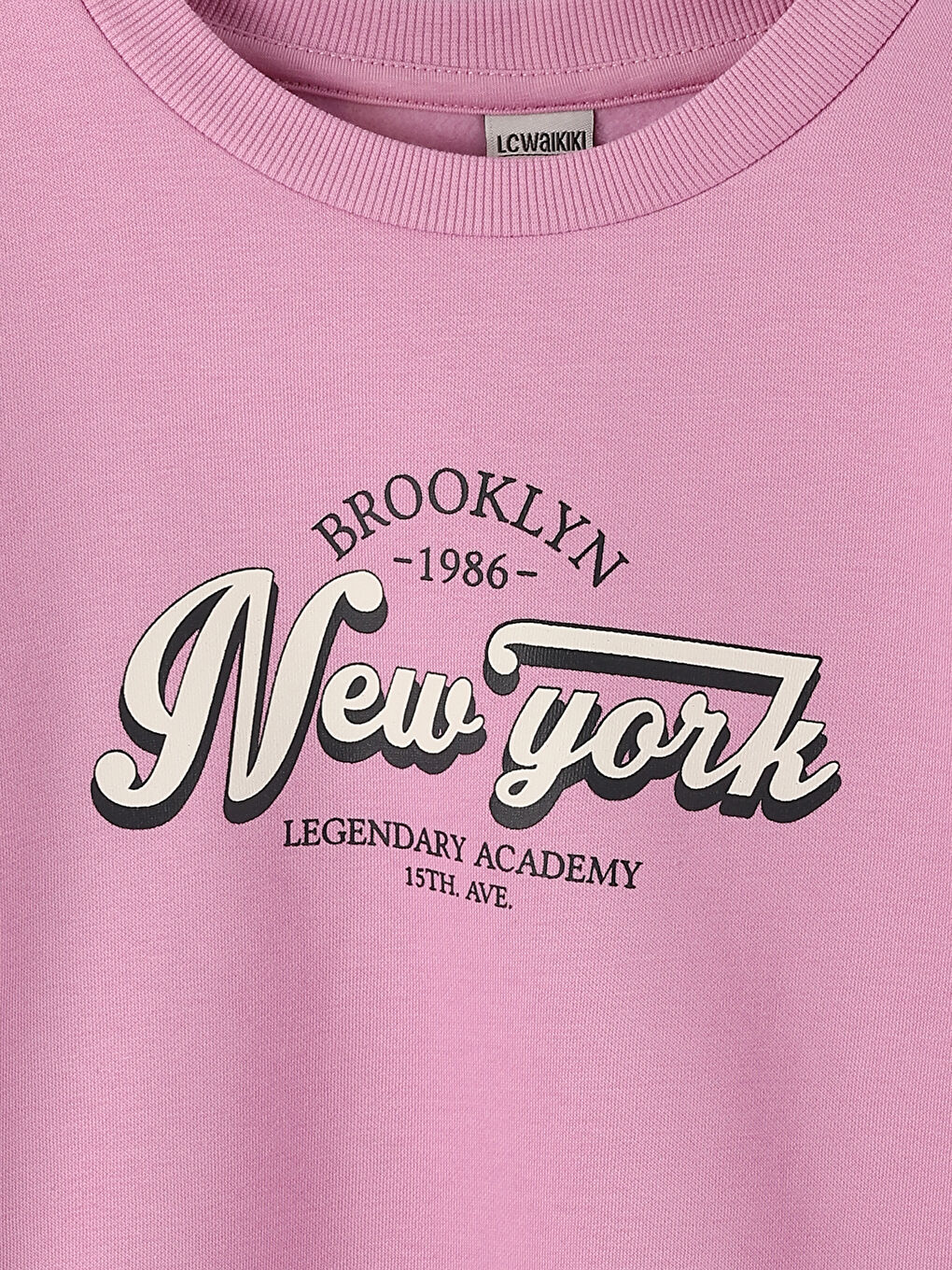 سويت شيرت مطبوع كم طويل بياقة دائرية للبنات-1