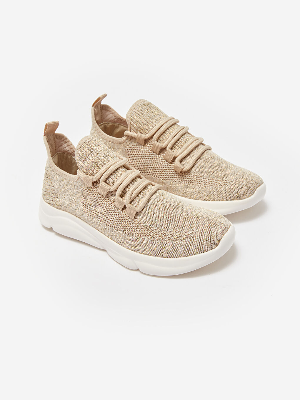 Bej File Detaylı Bağcıklı Kadın Spor Ayakkabı