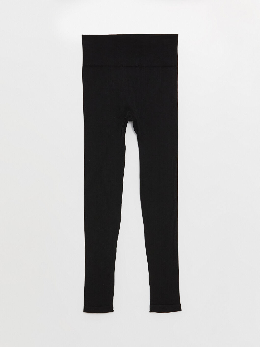 Siyah Beli Lastikli Düz Seamless Kadın Tayt-5